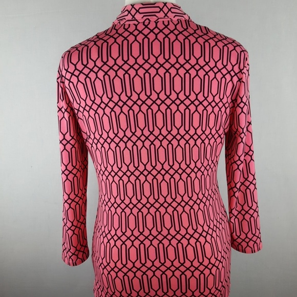 Hot Pink & Black Stretch button Up Blouse - Picture 4 of 4